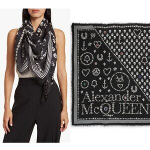 NEW Alexander McQueen Jewelled Skull Scarf